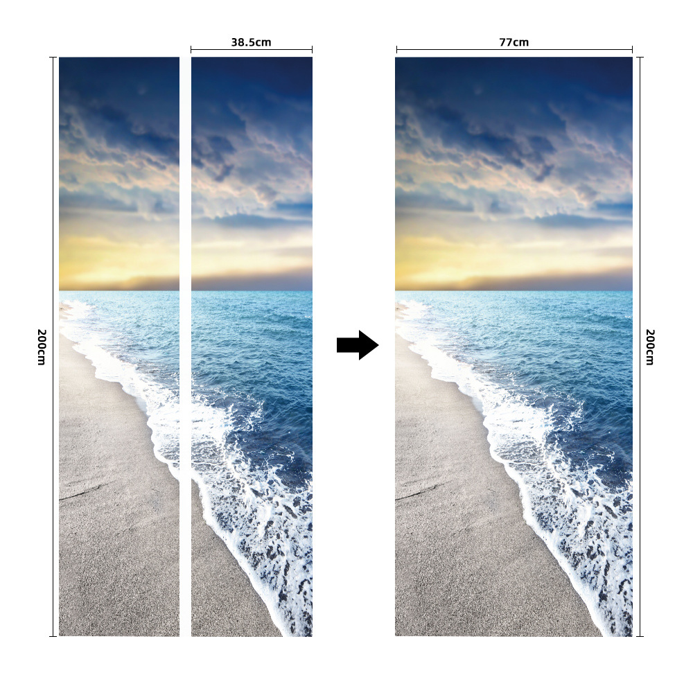 Pegatinas para puertas 3D respetuosas con el medio ambiente, autoadhesivos, fabricantes de origen al por mayor, patrones populares transfronterizos de alta definición, adhesivos para puertas impermeables, a prueba de aceite y antiincrustantes