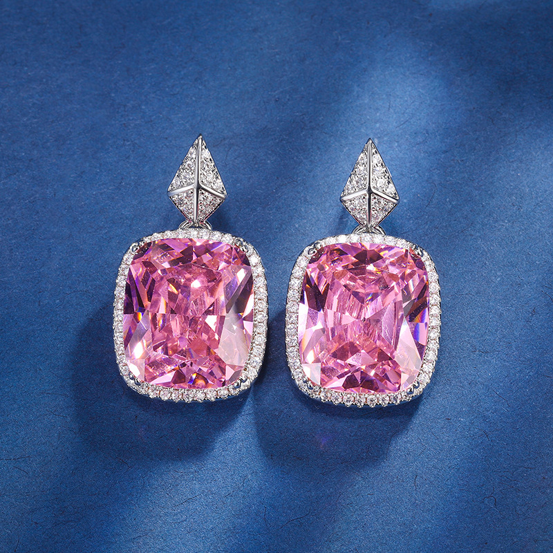 Zhuang Sheng joyería de cobre inferior chapado en oro simulación Rosa diamante temperamento hueco traje colgante anillo 4*16 espárragos 12*14