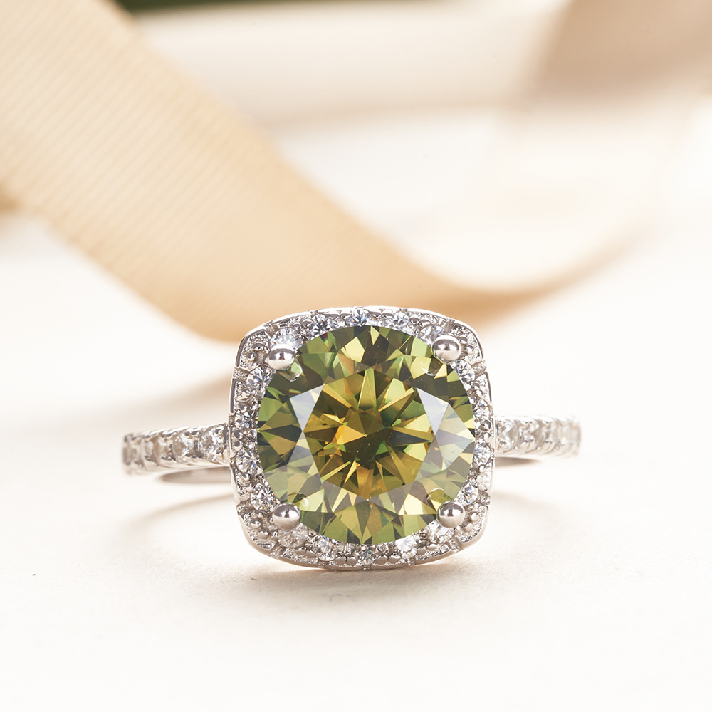 Anillo redondo de plata esterlina de 3 quilates de 9 mm certificados de comercio electrónico transfronterizo de ventas calientes anillo de compromiso europeo y americano