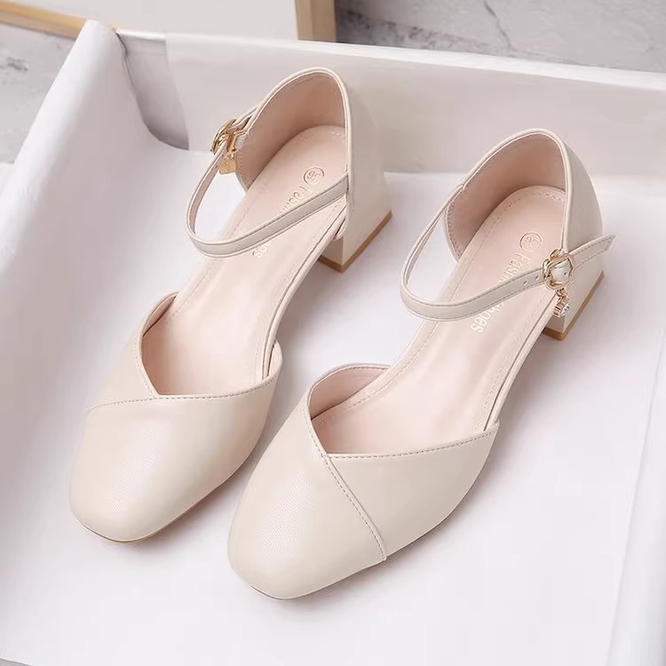 Baotou Sandals Women's Thick Heel 2025 Summer New Fairy Style Dress High Heel Shoes with Buckle Mid Heel Shoes