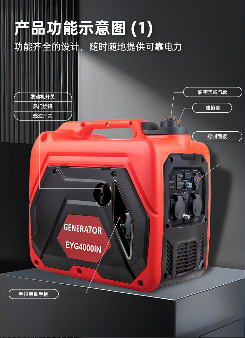 Portable 3.2Kw Handheld Silent Small Gasoline Generator for Cross-Border Outdoor Emergency Camping Wholesale