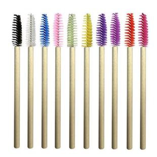 Factory wholesale disposable mascara brush bamboo handle eyelash comb solid bamboo rod eyelash roll solid spiral eyebrow brush