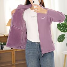 女士秋冬季加厚卫衣摇粒绒加绒外套休闲绒衣保暖外穿立领内胆新款