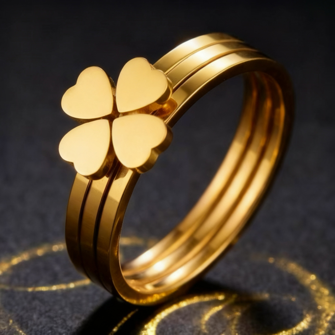 Anillo de acero inoxidable, nicho femenino, lujo ligero de alta gama, sin decoloración, oro rosa, diseño de gypsophila, joyería femenina