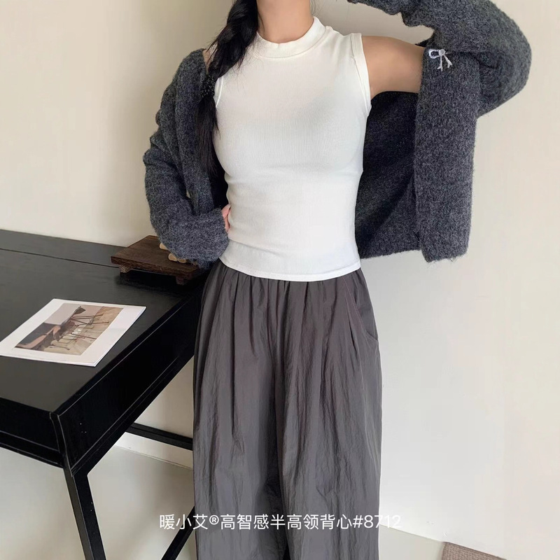 Nuanshiai High-Sense Half Turtleneck Vest 8712 # New Style Layered Slimming and Lazy Sleeveless Top