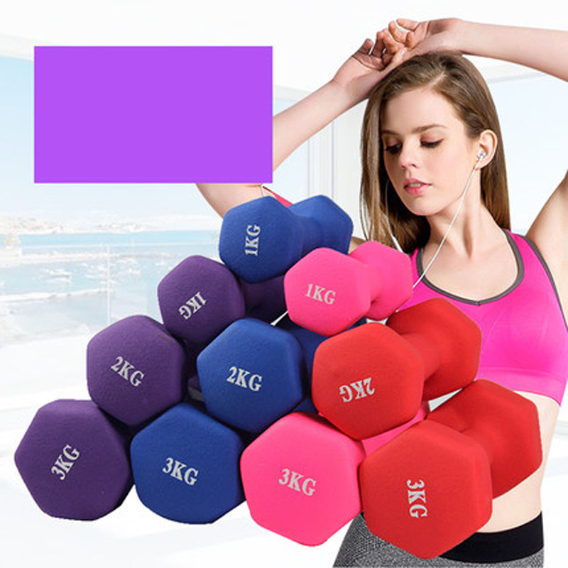 Household Dip Plastic Women's Dumbbell Children's Small Dumbbell Hexagon Men's Dip Plastic Frosted Dumbbell Slimming Skinny Arm Jumping Exercise