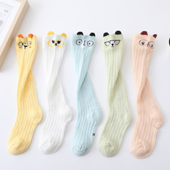 Baby Cartoon Mosquito-Repellent Socks, Combed Cotton Mesh Knee-High Children's Socks, Solid Color Breathable Thin Baby Socks Wholesale