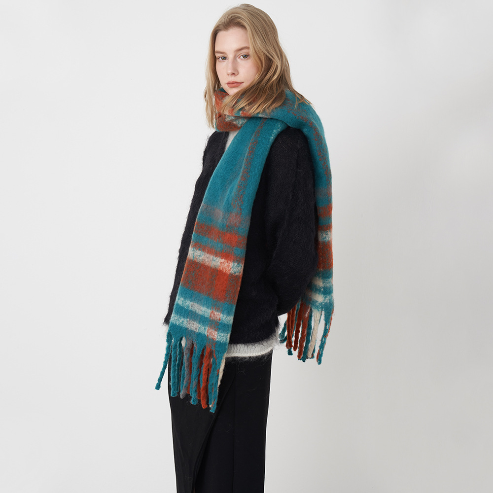 Winter Neue frauen Weiche Imitation Kaschmir Plaid Schal Französisch Schal Frauen_voghion.com