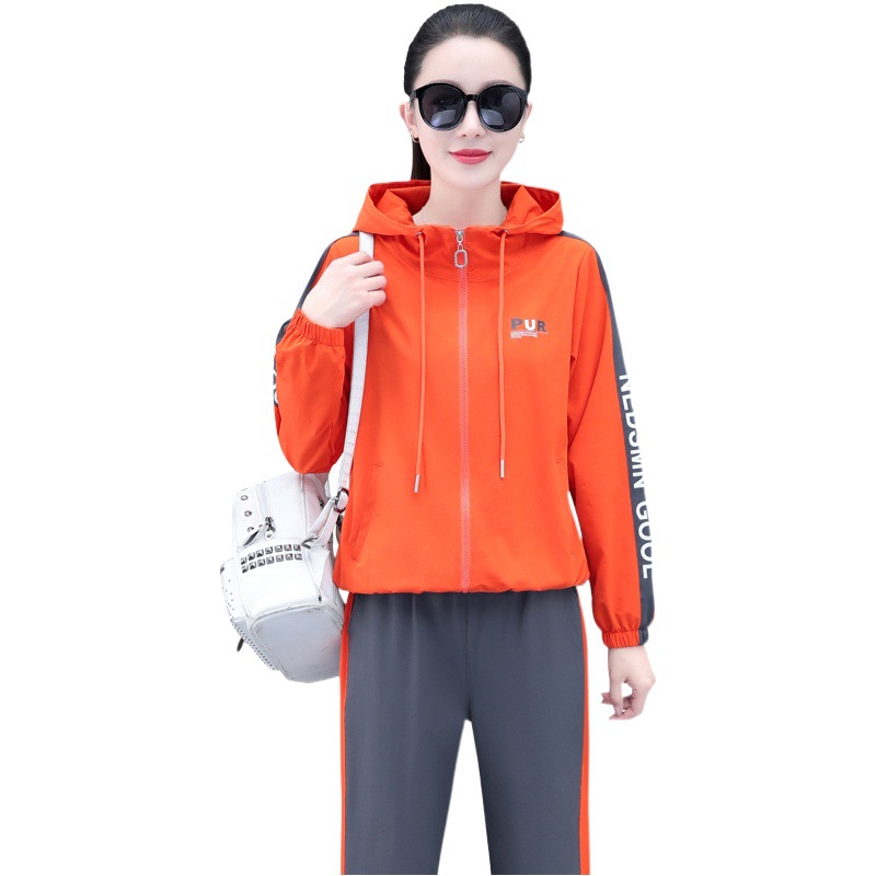Hooded Sweatshirt Suit for Women Spring and Autumn 2026 New Style Petite Fashion Korean Style Running Casual Sportswear Two-Piece Set