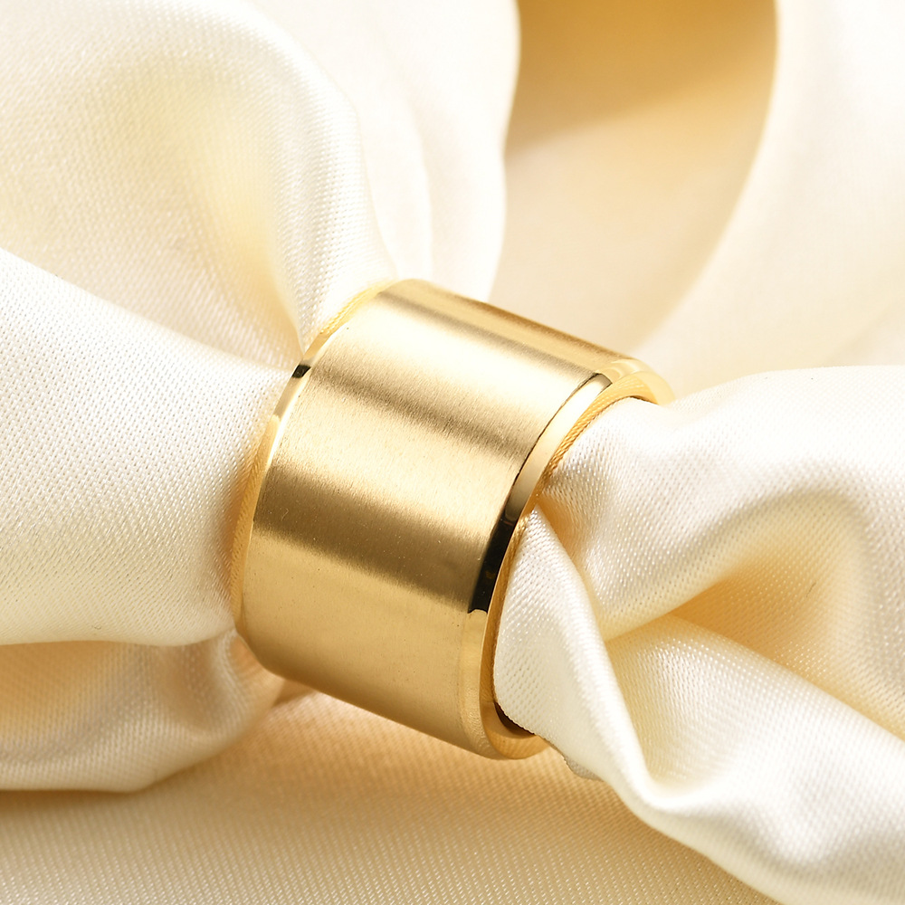 European and American Cross-Border Hot Selling 15mm Large Simple Stainless Steel Ring Matte Brushed Flat Old Ring for Men