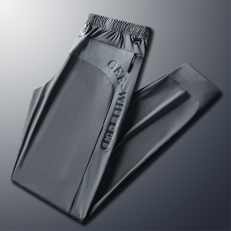 Pantalones de seda de hielo finos de verano para hombres más tamaño pantalones casuales moda impresa Pantalones deportivos transpirables de secado rápido fábrica recta