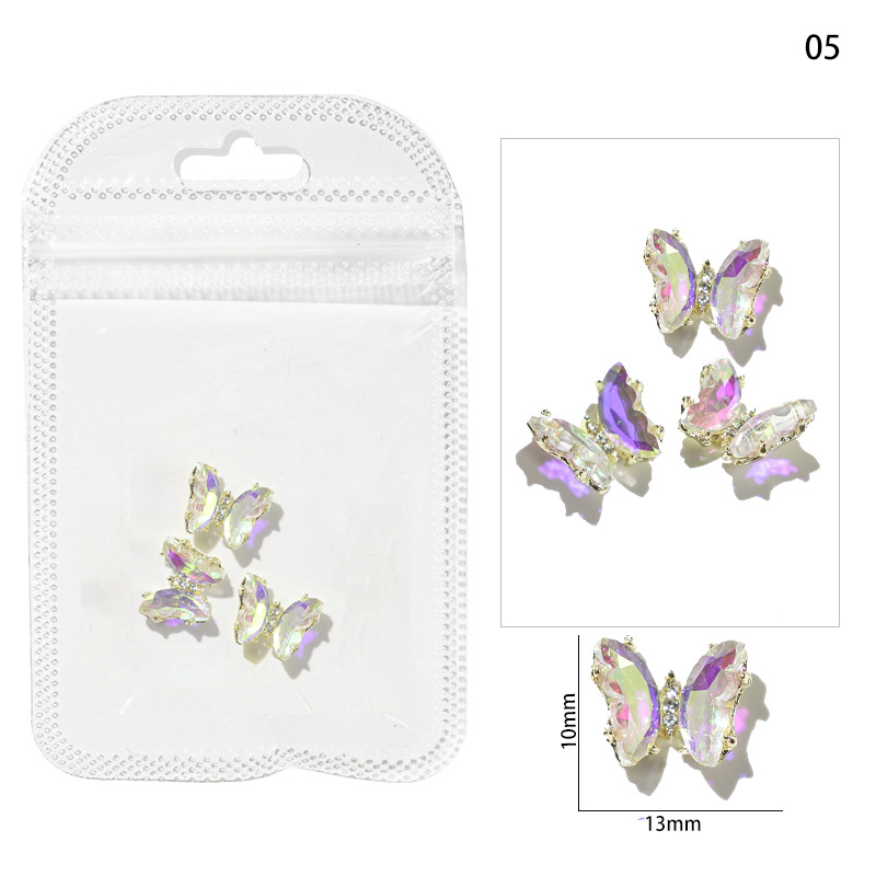 Accesorios de mariposa de uñas aurora uñas joyas de metal accesorios de uñas joyas de diamantes de imitación de uñas joyas pequeñas