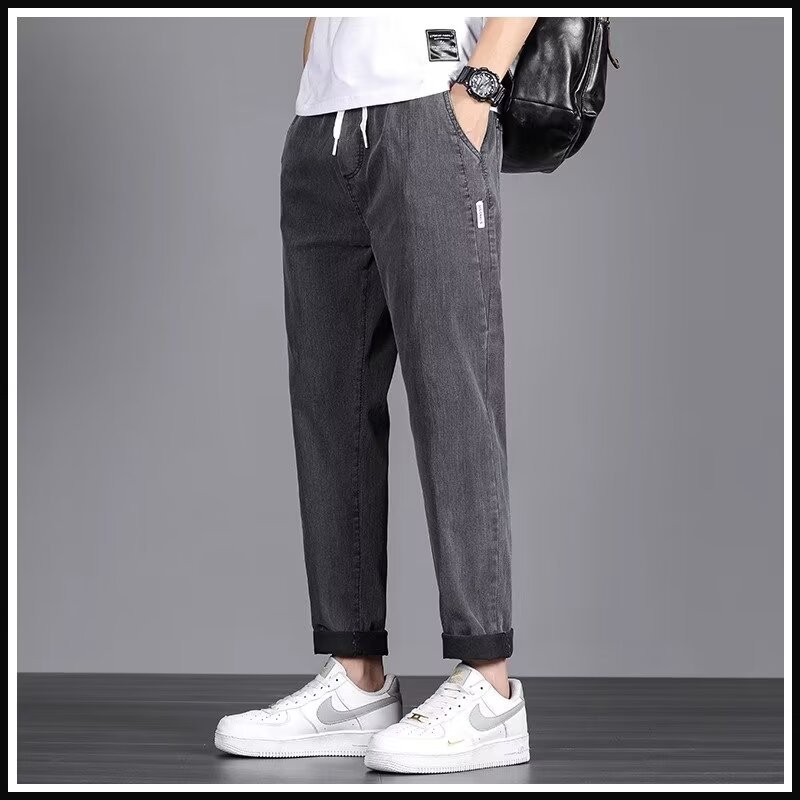 Estilo de Hong Kong hombres de moda verano nuevo estilo 2024 personalidad moda jeans hip-hop ins moda calle alta tendencia pantalones guapos