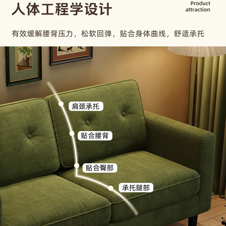 Sofa Living Room 2025 New Small Apartment Fabric Sofa Modern Simple Rental Apartment Double or Three Person Small Sofa 3