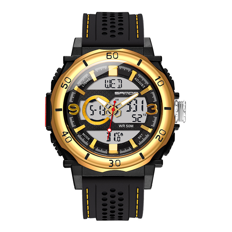 SANDA deportes de moda multifunción reloj electrónico Pantalla de temperatura al aire libre luminoso reloj impermeable de los hombres 760