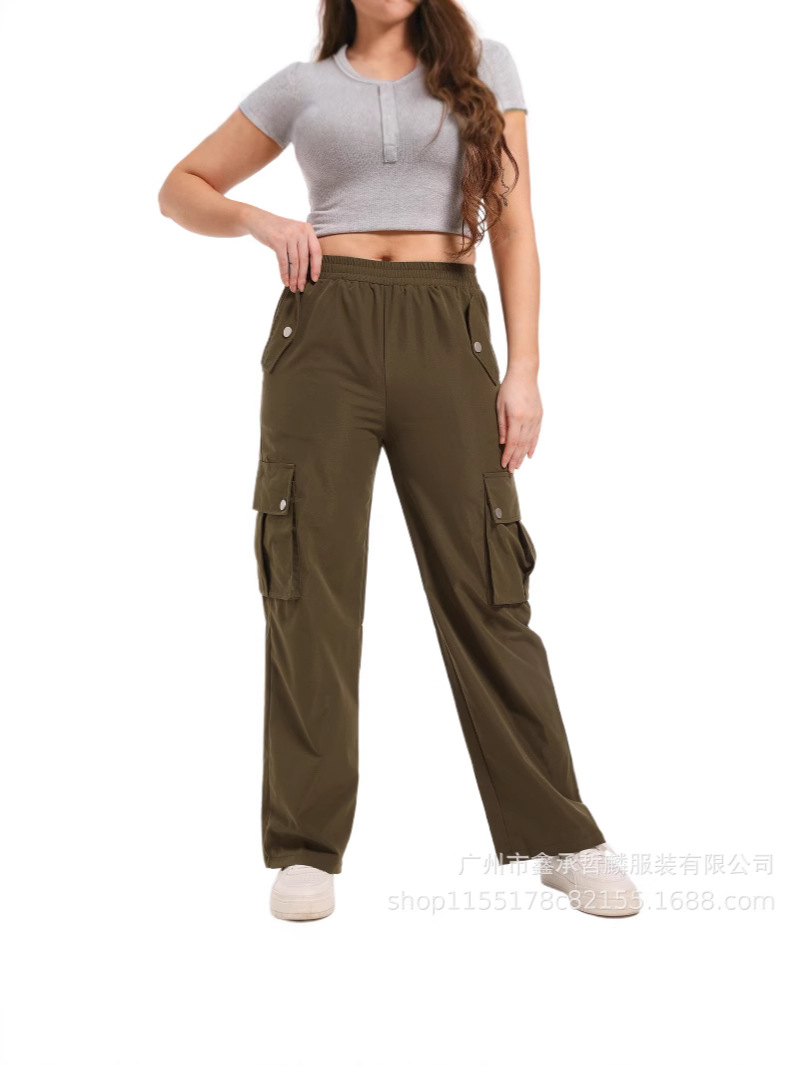2025 comercio exterior TEMU pantalones anchos transfronterizos de cintura alta de cuatro estaciones, monos rectos, pantalones de cercanías de temperamento, pantalones casuales