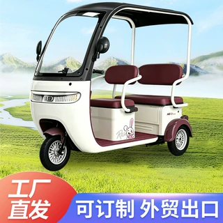 新款休闲电动三轮车高性价比家用小型代步车可出口带棚电动车