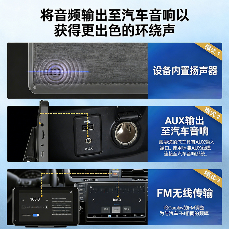 7inch Portable In-Car Pnd Bluetooth Mobile Phone Connectivity Mp5 Player Hd Radio Wireless Carplay