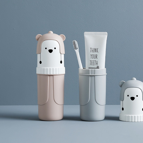 Cartoon bear toothbrush holder portable travel mouthwash cup toothpaste home storage box student pencil pencil case