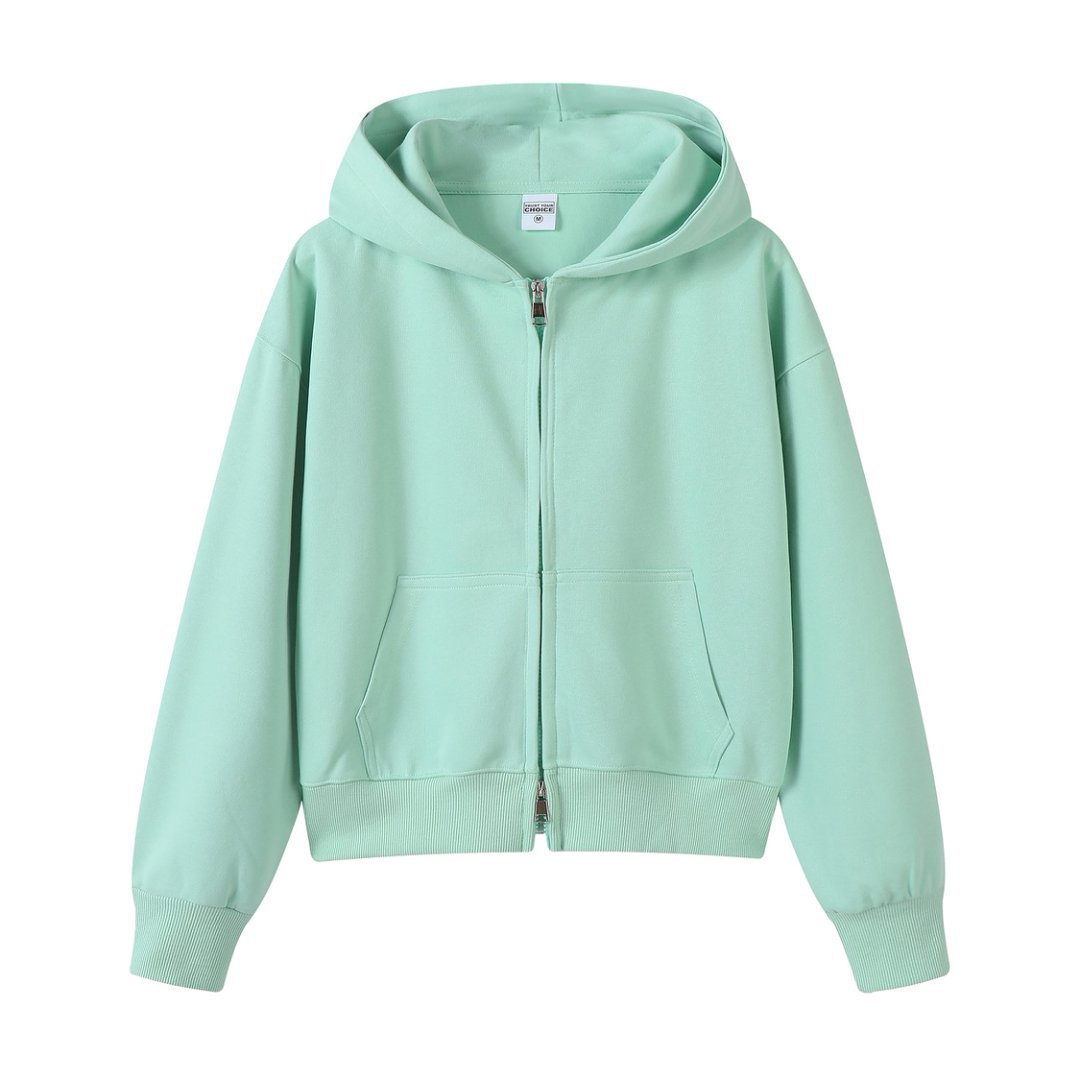 Marca de moda de color sólido con capuchón de plata, camiseta corta de hombro para mujeres otoño y invierno pesado 450g con camiseta con capuchón cálida y casual