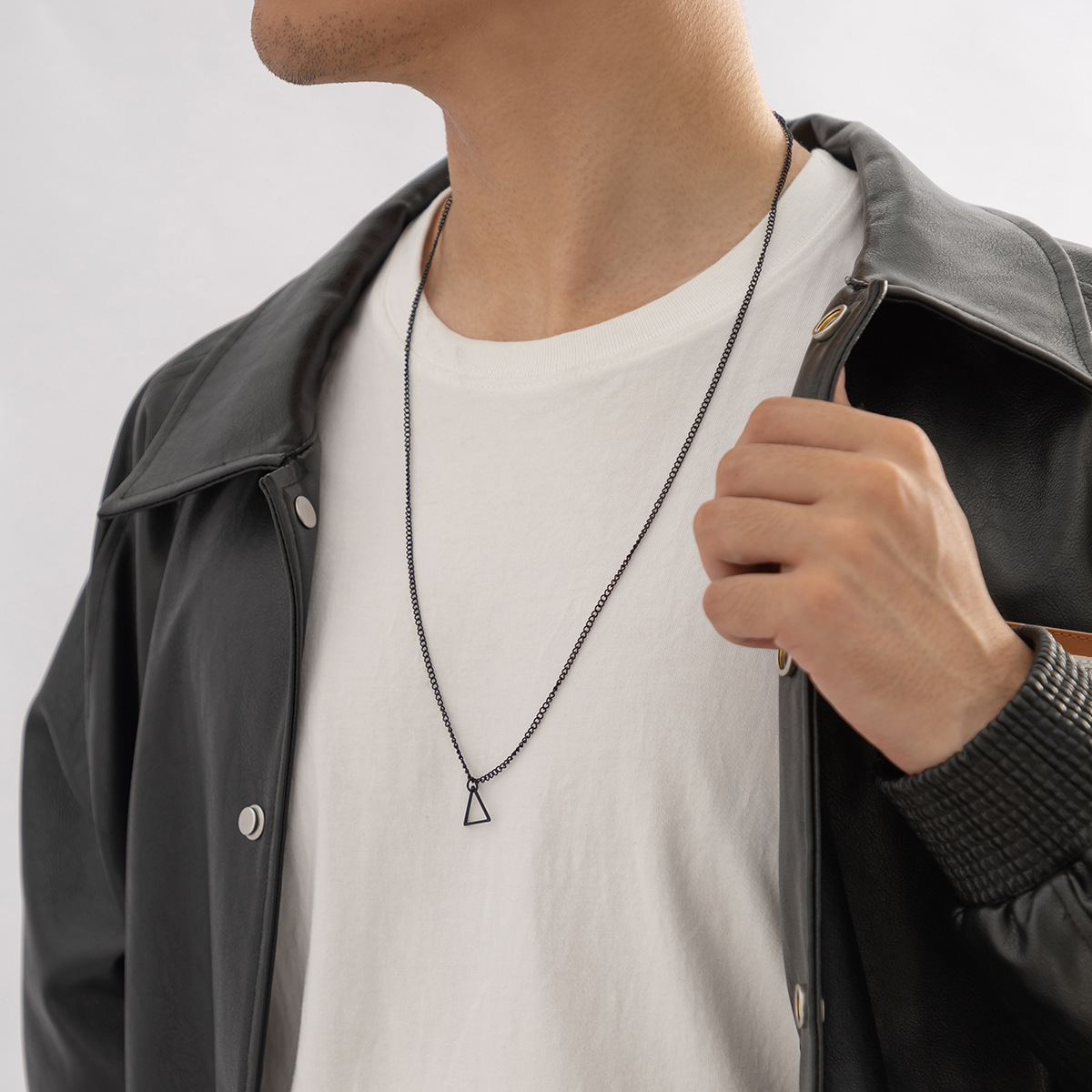 1 Piece Streetwear Triangle Iron Plating Menu0027S Pendant Necklace