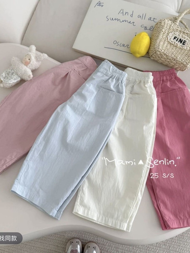 Children's pants summer thin 2025 new summer cool pants for girls, western-style loose casual pants, all-matching baby pants