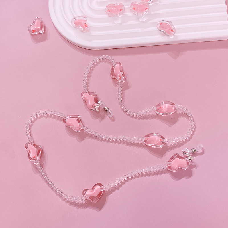 35g Weight Glasses Chain Classification Daily Occasion Acrylic Material Heart Shape Pattern Women's Gender Casual, Sweet Style Casual Sweet Heart Shape Arylic Women's Glasses Chain 5