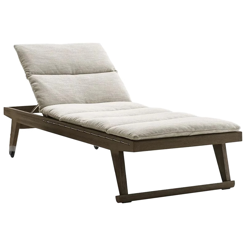 Cama al aire libre de teca hotel villa piscina solarium sillón impermeable al aire libre de madera maciza trenzada silla de playa