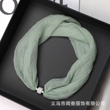 新款经典纯色磁吸小丝巾时尚装饰丝巾护颈小围巾气质百搭小领巾女