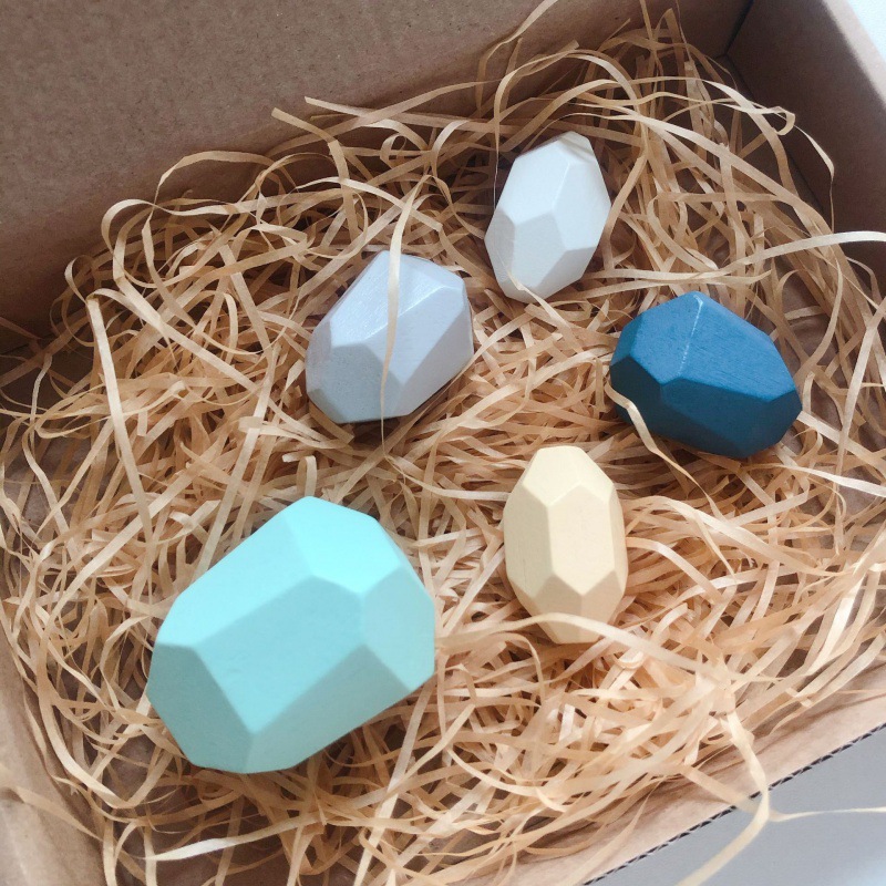 Piedra laminada de madera para niños piedra de color Montessori de madera equilibrio cognitivo laminado bloques de construcción juguetes de educación temprana