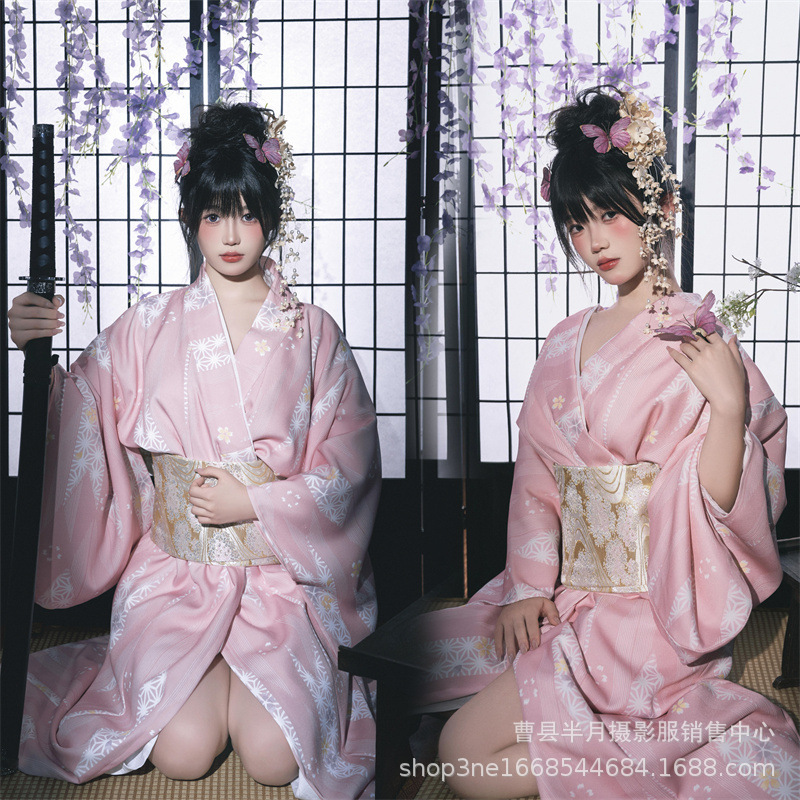 Divine Maiden Kimono Modified Chinese Style Kimono Formal Wear Traditional Cherry Blossom Student Japanese Style Photo Shoot Dress