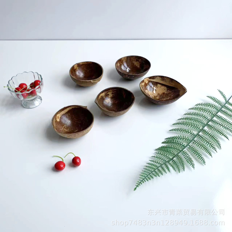 Vietnam Natural Rough Noodles Old Coconut Shell Bowl Candle Container Creative Decorative Coconut Shell Bowl Storage Food Plate