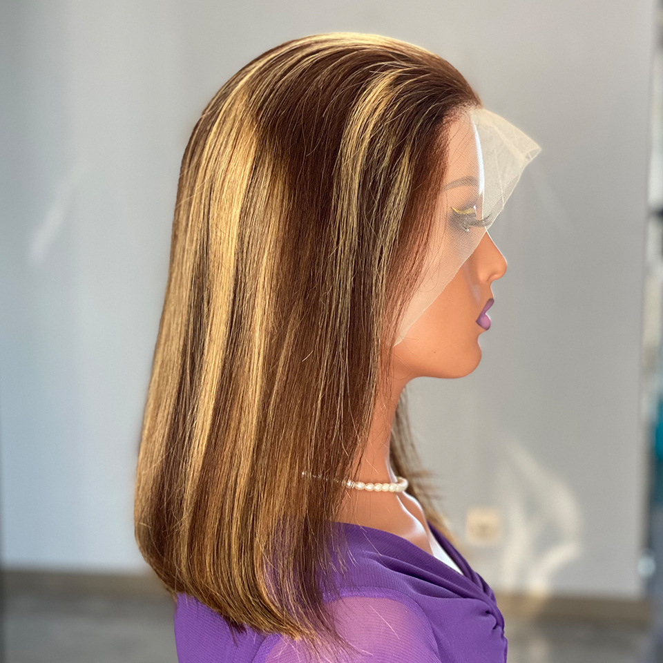 180 Density Bob wigs Piano Color Front Lace Human Hair Headband_voghion.com