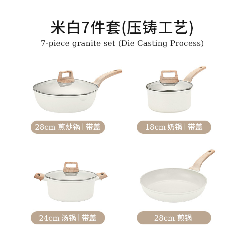 Juego completo de ollas y utensilios de granito transfronterizo, suministros de cocina, olla antiadherente de piedra médica, olla de cocina