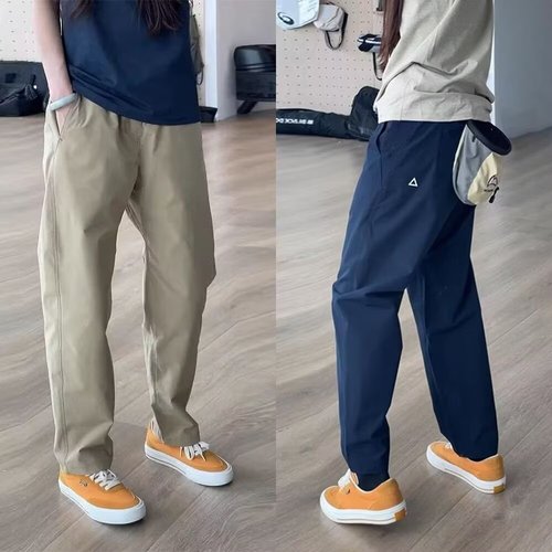 Multi-pocket Washed Work Pants for Men—Spring/Summer Collection, Japanese Style, Navy Blue, Slim Fit, Micro-Tapered Design