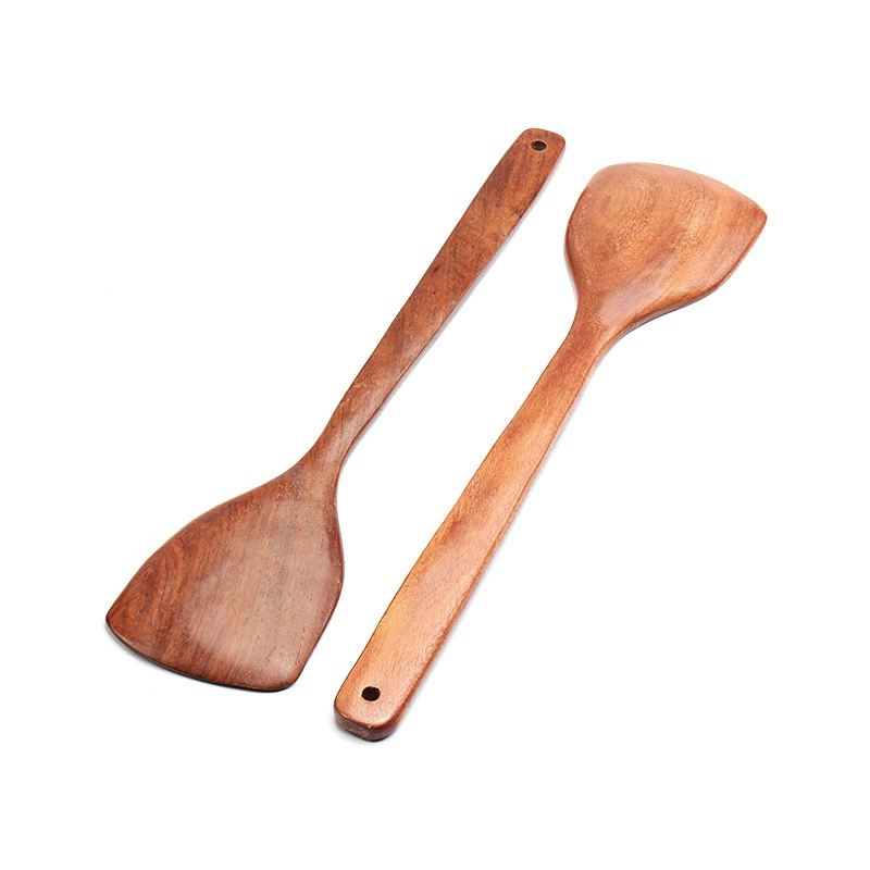 Wholesale solid wood non-stick spatula, high temperature resistant Burmese rosewood whole wood paint-free cooking long-handled mahogany spatula