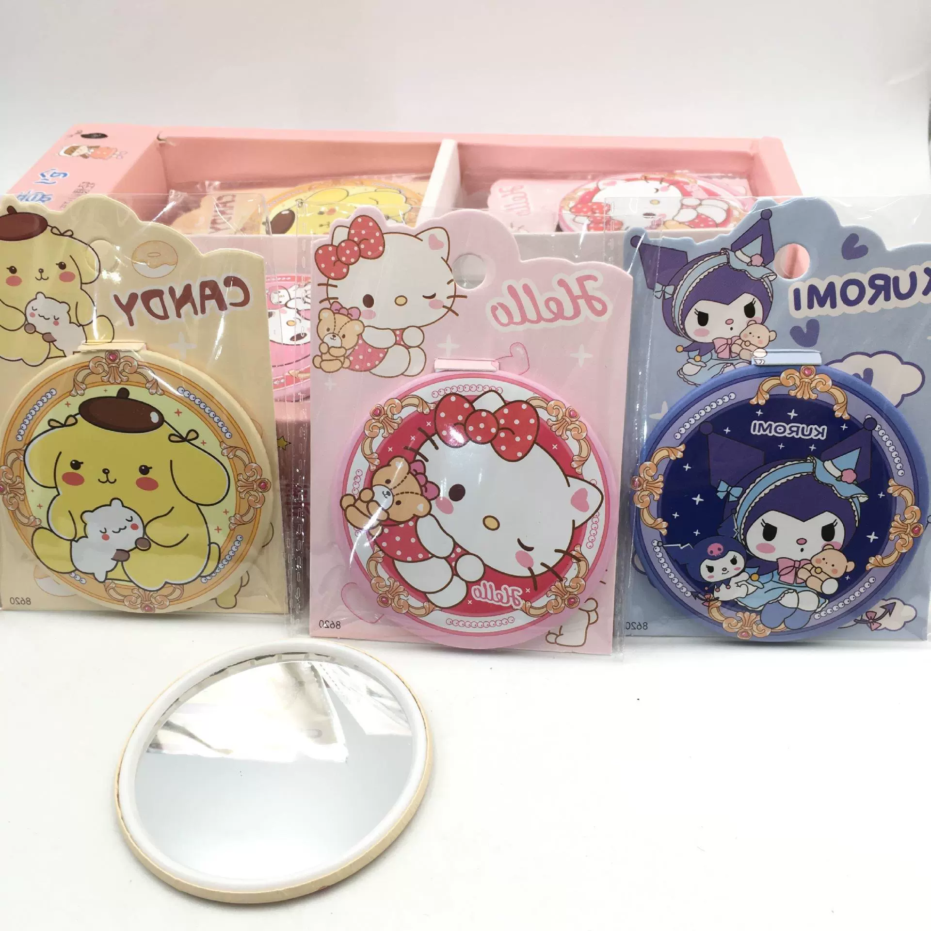 Sanrio, cute high quality handheld portable round mirror