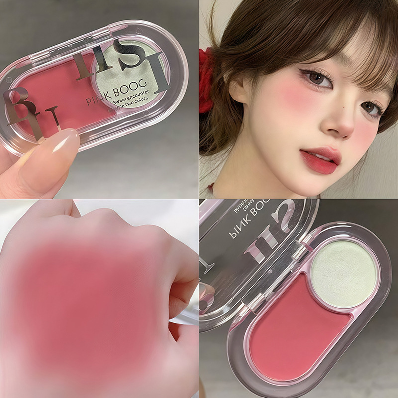 PINK BOOG甜美避逅双色腮红眼影盘高光不掉色学生韩妆显白伪素颜|undefined