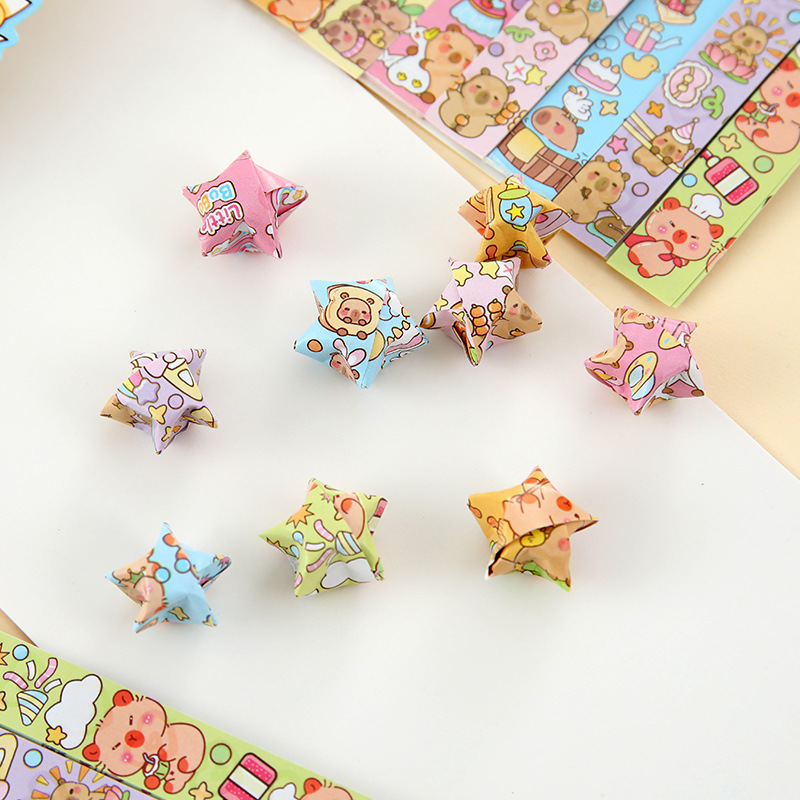 Nuevo Capi nocturno estrellas y rayas de origami estudiantes de primaria DIY todo el cielo origami hecho a mano para niños impresión origami