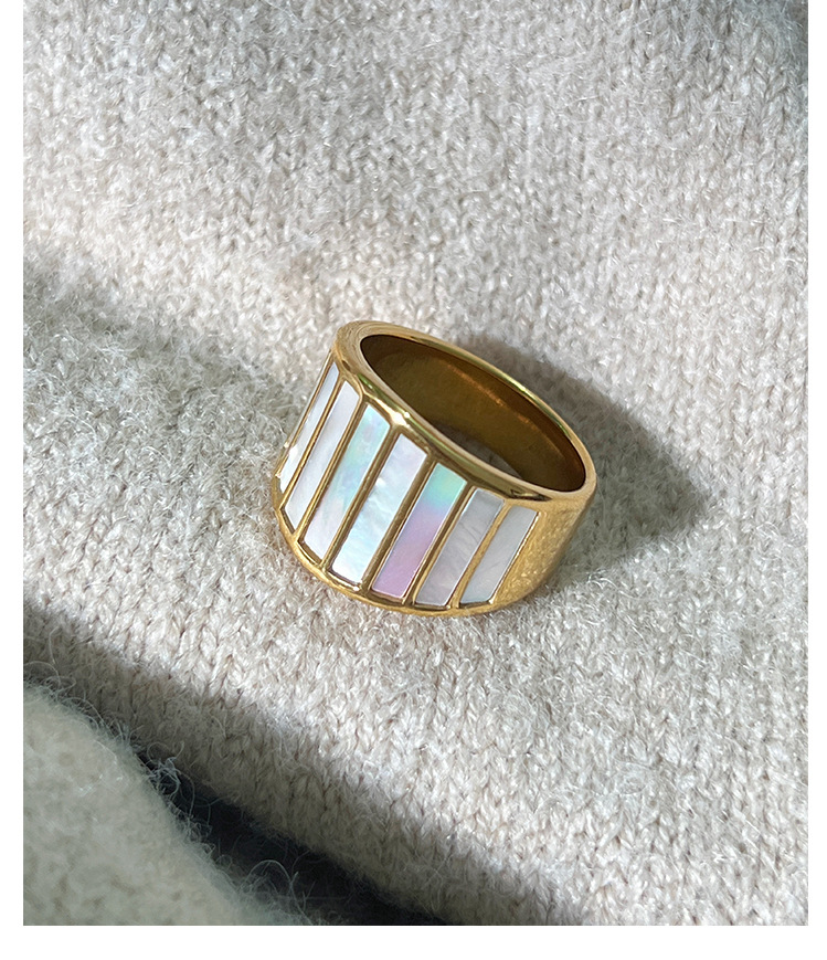 Women'S Gender Inlay Design Retro, Simple Style Style Retro Simple Style Geometric Titanium Steel Inlay Shell Rings