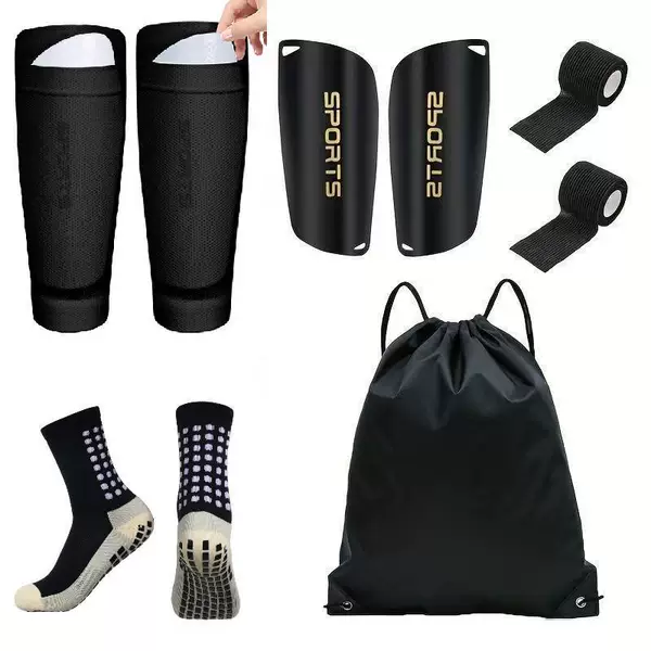 Full set of football shin guards with sock inserts, adult anti-slip professional towel-soled thickened socks, children's