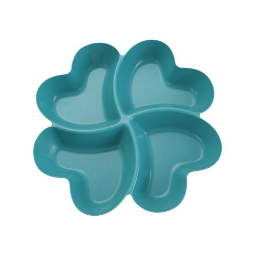 Fruit plate anti-fall plastic hot pot dinner plate creative household four-leaf clover heart-shaped snacks festive heart-shaped dried fruit plate
