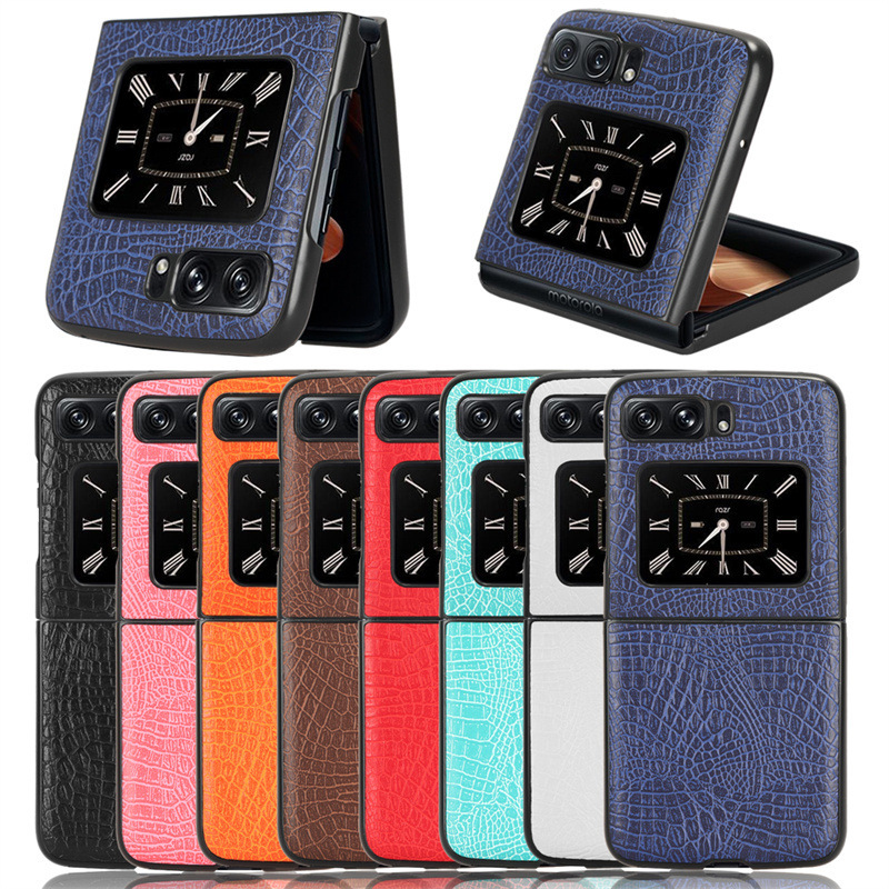 For Motorola Razr 2022 Phone Case Motorola Razr 5G Phone Case Alligator Pattern Leather