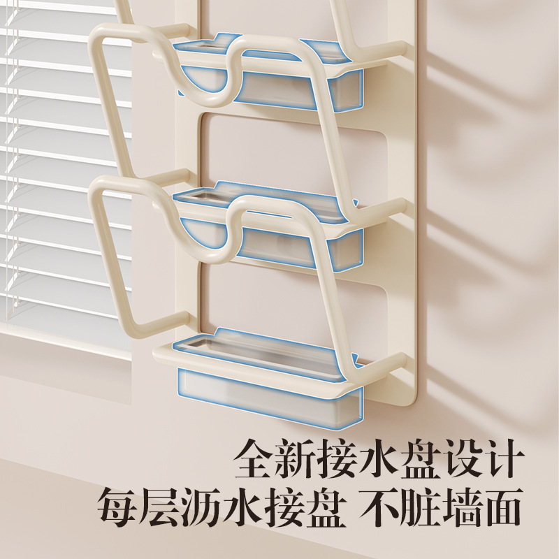 吸盤キッチンポット蓋ラック多機能壁まな板収納ラック整理家庭用多層壁掛け収納ラック