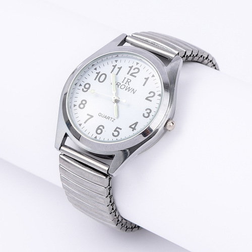 Factory Wholesale Lifestyle Waterproof Middle-Aged Quartz Elastic Couple Strap Digital Elderly Watch Men and Women
