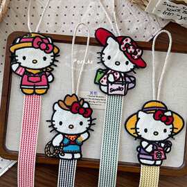 新款韩版卡通小熊可爱收纳带儿童发夹收纳条甜美布艺发饰收纳挂墙