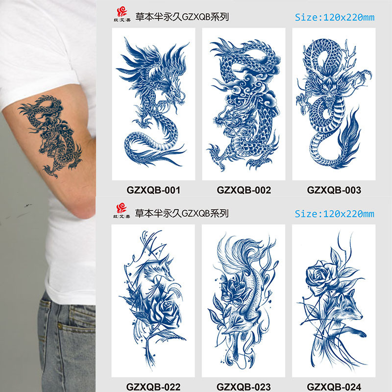 GZXQB tattoo stickers herbal juice lasting for two weeks tattoo stickers waterproof durable high-grade semi-permanent tattoo stickers