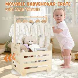 跨境木制婴儿衣服收纳篮家用衣物玩具储物篮实木宝宝沐浴收纳箱