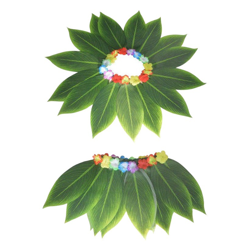 Hoja de falda ropa adulto kindergarten rendimiento femenino masculino parodia boda Hawaiano algas danza ropa conjunto de dos piezas