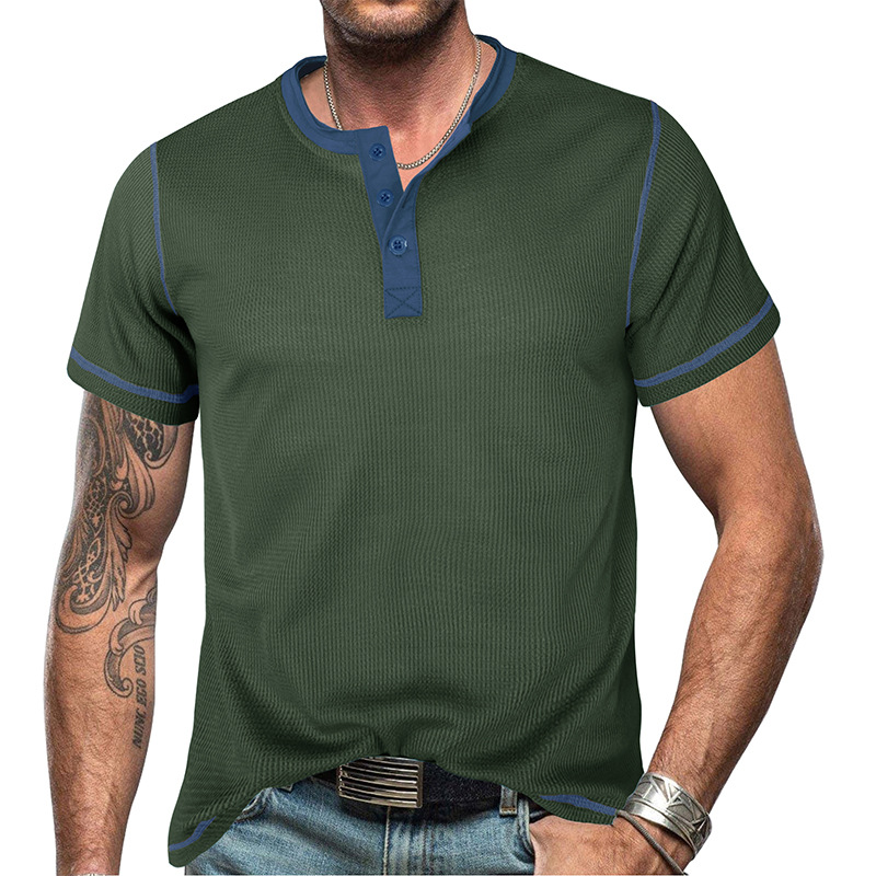 Men's Solid Color Patchwork T-shirt Men's Clothing display picture 31